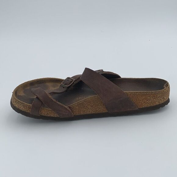 Birkenstock Mayari style brown leather shoes, women’s size 39 - Picture 3 of 12